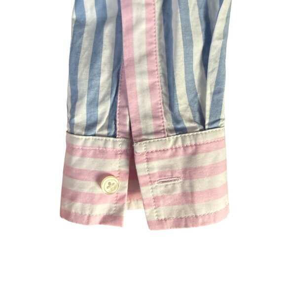 Lands' End preppy stripe boyfriend tunic long sleeve collared button down XSP - Picture 7 of 11
